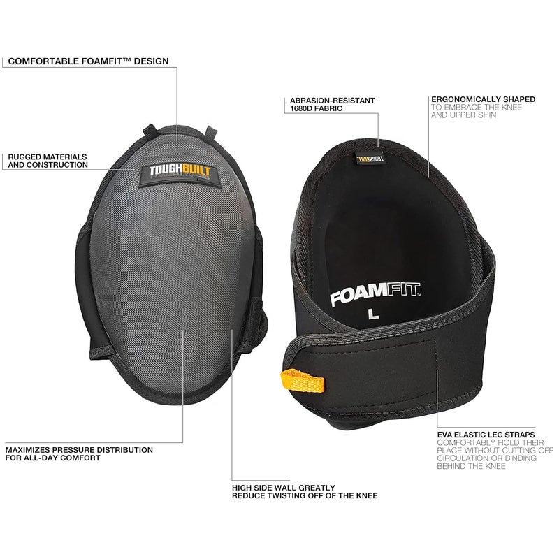 TOUGHBUILT - FoamFit ™ Professional Knee Pads - Heavy Duty, Ergonomic Support and Adjustable Straps for a Comfortable Fit - (TB-KP-2B) - Image 2